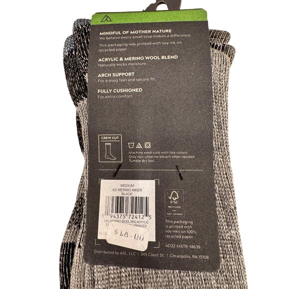 Alpine Design Hiking Sock Merino Wool Size Medium Men's 6-9 NWT Gray Blue - Picture 3 of 4